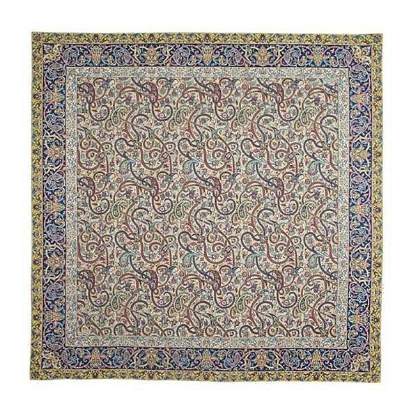 خرید و قیمت ترمه اصل رومیزی مربع حاشیه دار طرح ماه بانو