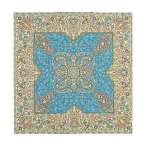 رومیزی مربع حاشیه دار طرح افشاری رنگ آبی روشن