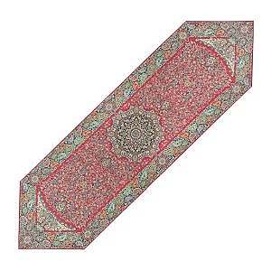 رومیزی ناهارخوری (رانر) حاشیه دار طرح همایونی رنگ قرمز روشن
