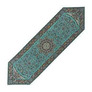 رومیزی ناهارخوری (رانر) حاشیه دار طرح همایونی رنگ سبزآبی تیره