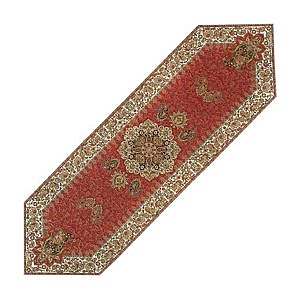 رومیزی ناهارخوری (رانر) حاشیه دار طرح ایراندخت رنگ قرمز حاشیه زربافت