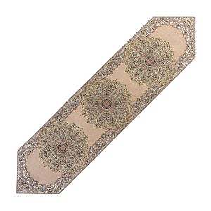 رومیزی ناهارخوری (رانر) حاشیه دار طرح بختیاری رنگ کرم حاشیه کرم