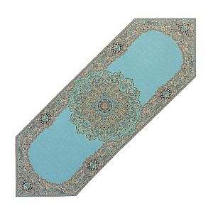 رومیزی ناهارخوری (رانر) حاشیه دار طرح بختیاری رنگ فیروزه ای روشن