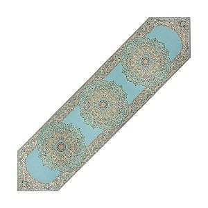 رومیزی ناهارخوری (رانر) حاشیه دار طرح بختیاری رنگ فیروزه ای روشن
