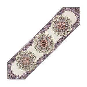 رومیزی ناهارخوری (رانر) حاشیه دار طرح بختیاری رنگ کرم حاشیه سرمه ای