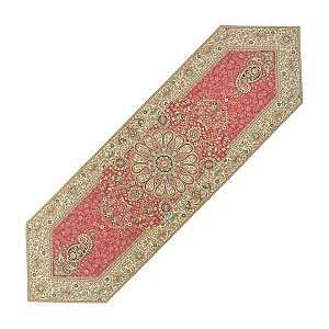 رومیزی ناهارخوری (رانر) حاشیه دار طرح افشاری رنگ قرمز روشن
