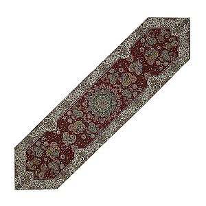 رومیزی ناهارخوری (رانر) حاشیه دار طرح هشت بهشت رنگ زرشکی حاشیه زربافت