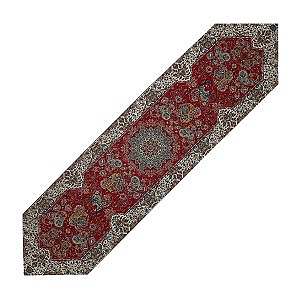رومیزی ناهارخوری (رانر) حاشیه دار طرح هشت بهشت رنگ قرمز، آبی حاشیه زربافت