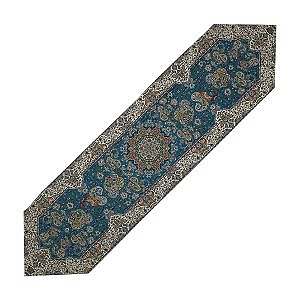 رومیزی ناهارخوری (رانر) حاشیه دار طرح هشت بهشت رنگ آبی حاشیه زربافت