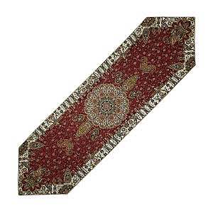 رومیزی ناهارخوری (رانر) حاشیه دار طرح تیسفون رنگ زرشکی حاشیه زربافت