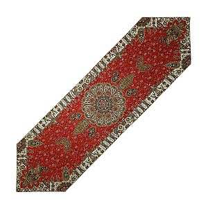رومیزی ناهارخوری (رانر) حاشیه دار طرح تیسفون رنگ قرمز حاشیه زربافت