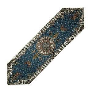 رومیزی ناهارخوری (رانر) حاشیه دار طرح تیسفون رنگ آبی حاشیه زربافت