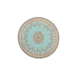 رومیزی گردحاشیه دار طرح خورشید رنگ فیروزه ای روشن