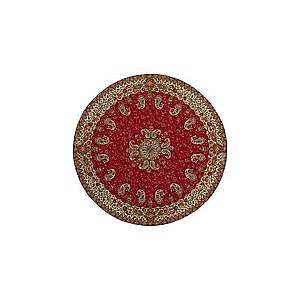 رومیزی گردحاشیه دار طرح خورشید رنگ قرمز حاشیه زربافت