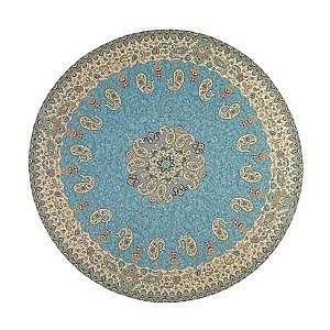 رومیزی گرد حاشیه دار طرح خورشید رنگ آبی روشن