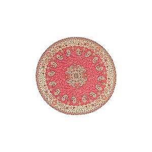 رومیزی گرد حاشیه دار طرح خورشید رنگ قرمز روشن