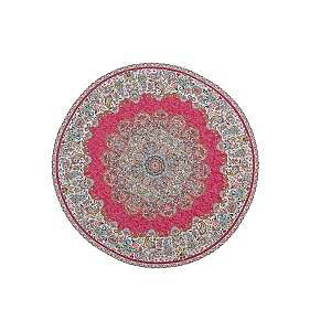 رومیزی گرد حاشیه دار طرح بختیاری رنگ قرمز روشن