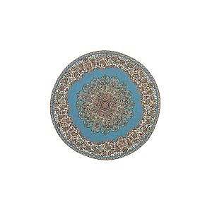رومیزی گرد حاشیه دار طرح بختیاری رنگ آبی روشن