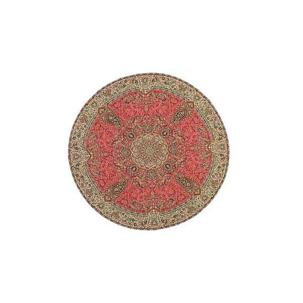 رومیزی گرد حاشیه دار طرح افشاری رنگ قرمز روشن