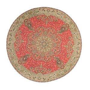 رومیزی گرد حاشیه دار طرح افشاری رنگ قرمز روشن