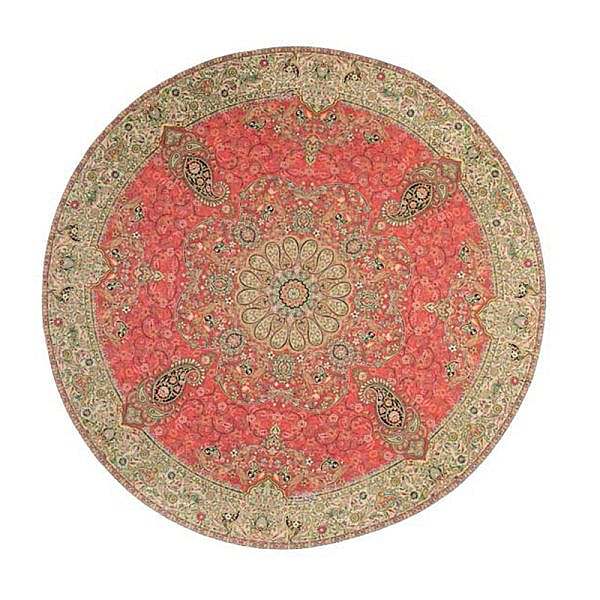 رومیزی گرد حاشیه دار طرح افشاری رنگ قرمز روشن
