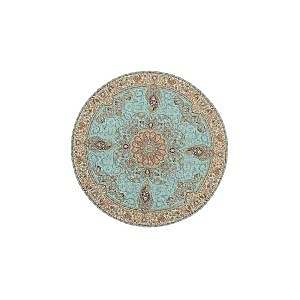 رومیزی گرد حاشیه دار طرح افشاری رنگ فیروزه ای روشن