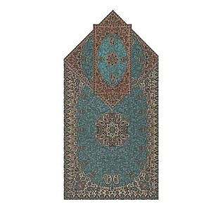 سجاده و جانماز حاشیه دار طرح خورشید رنگ فیروزه ای حاشیه زربافت
