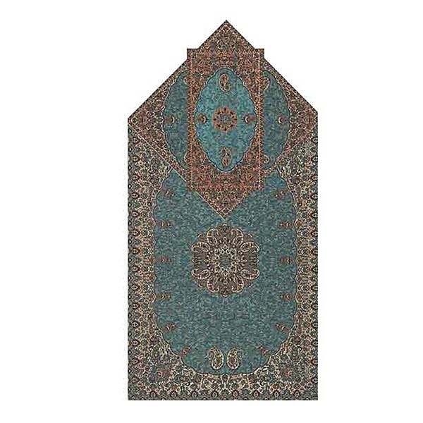 سجاده و جانماز حاشیه دار طرح خورشید رنگ فیروزه ای حاشیه زربافت