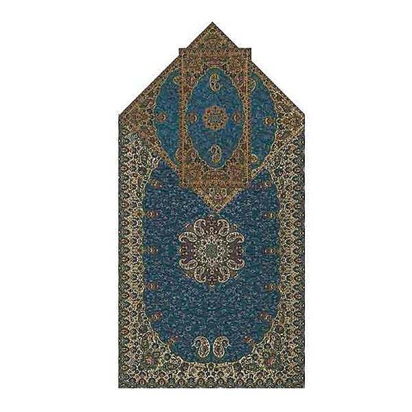 سجاده و جانماز حاشیه دار طرح خورشید رنگ آبی حاشیه زربافت