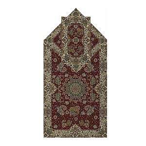 سجاده و جانماز حاشیه دار طرح هشت بهشت رنگ زرشکی حاشیه زربافت