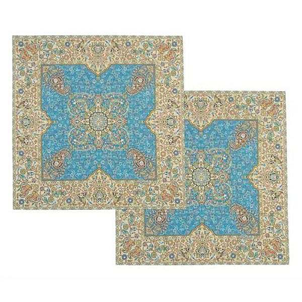 کوسن حاشیه دار طرح افشاری رنگ آبی روشن