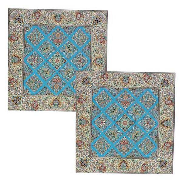 کوسن حاشیه دار طرح سلطنتی رنگ آبی روشن