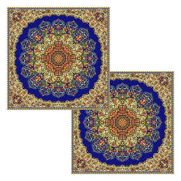 کوسن حاشیه دار طرح بختیاری رنگ سرمه ای حاشیه زربافت