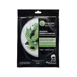 ماسک ورقه ای صورت گارنیر حاوی زغال و جلبک دریایی GARNIER Seaweed Bamboo Charcoal