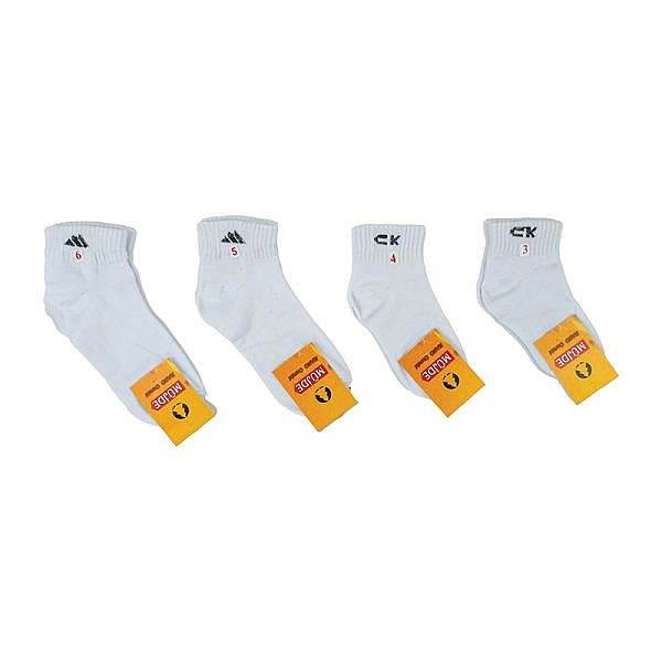 جوراب نیم ساق نخی بچگانه 3 تا 6 طرح سفید اسپرت